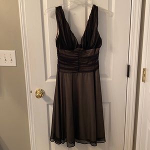 Deep v with roughing waist cocktail dress
